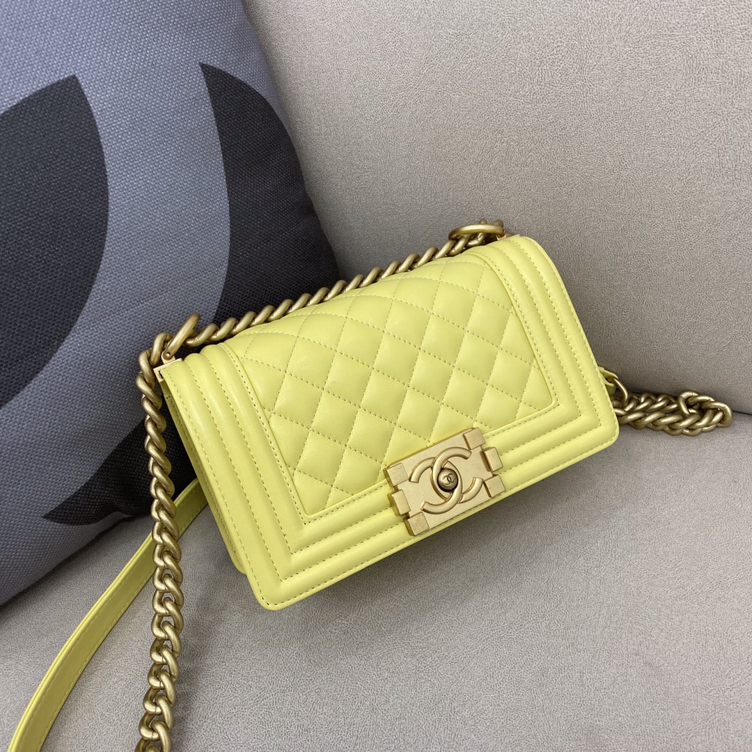 Lambskin Small Boy Handbag Flap Bag A67085 Yellow